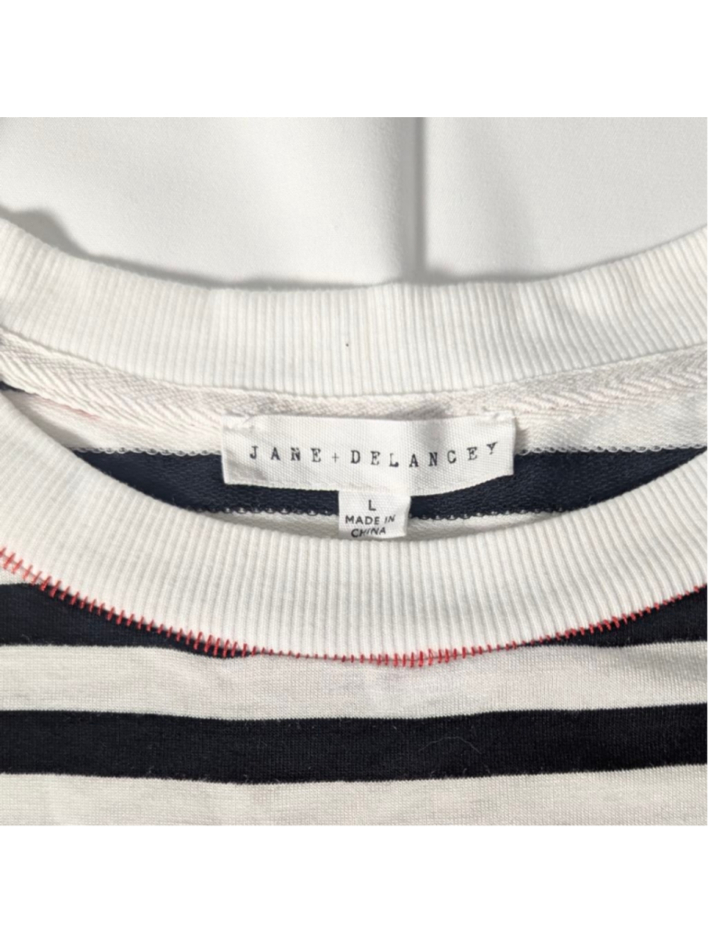 Jane + Delancey Striped Pullover Top Black White Red Heart Detail Size Large - Picture 3 of 4